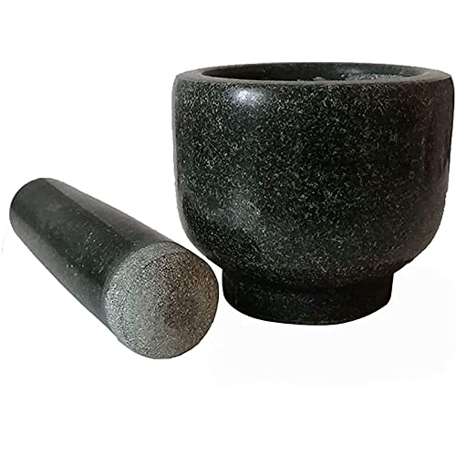 mortar Mortar and Pestle Set Nature Stone for Press, Mash Spices, Herbs, Garlic, Pepper, Guacamole, made of sturdy stone for durability, perfect for use in any commercial and home kitchen
