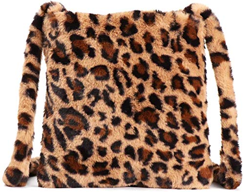 BABABA Plush bag women’s bag new leopard single shoulder bag leisure large capacity wool straddle bag