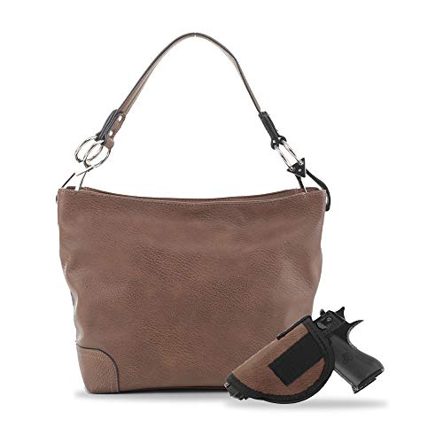 Lydia Large Concealed Carry Leather Hobo Purse For Women With Detachable Holster – Brown