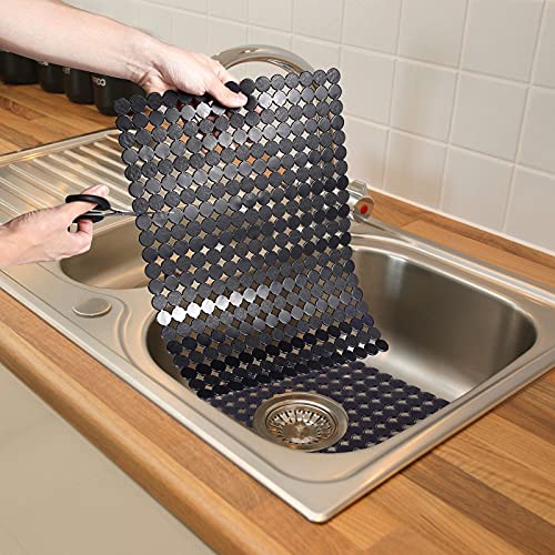 Qulable 2 Pack Kitchen Sink Mat for Stainless Steel/Ceramic Sinks, PVC Eco-friendly Protectors for Bottom of Kitchen Sink, Adjustable, Fast Draining, Dots Design, 11.8×15.7 (Black) | The Storepaperoomates Retail Market - Fast Affordable Shopping