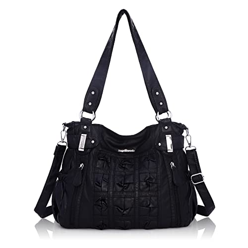 Angel Barcelo Womens Fashion Handbags Purse Shoulder Bags Tote Bags Ladies Girls Designer Satchel Bags Black