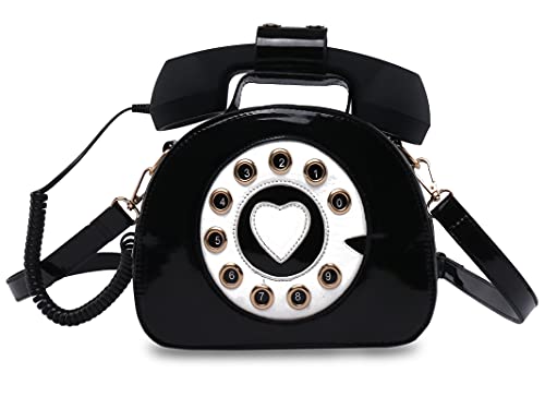 Fozehlad Women’s Telephone Shaped Shoulder Bag Retro Top-Handle Phone Crossbody Bag Totes Chain Purse