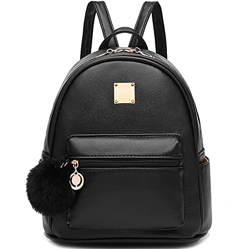Mini Backpack for Girls Teens Women Backpack Purse Harmless PU Leather Shoulder Backpacks Black