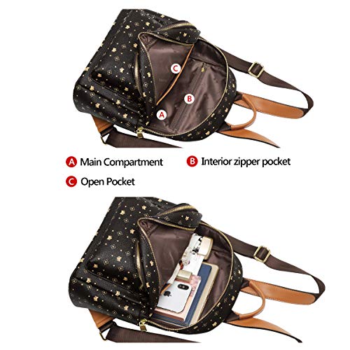 PVC Printing Leather Backpack for Women Women’s Fashion Backpack with Adjustable Shoulder Strap Ladies Travel Rucksack, Brown1, One Size | The Storepaperoomates Retail Market - Fast Affordable Shopping