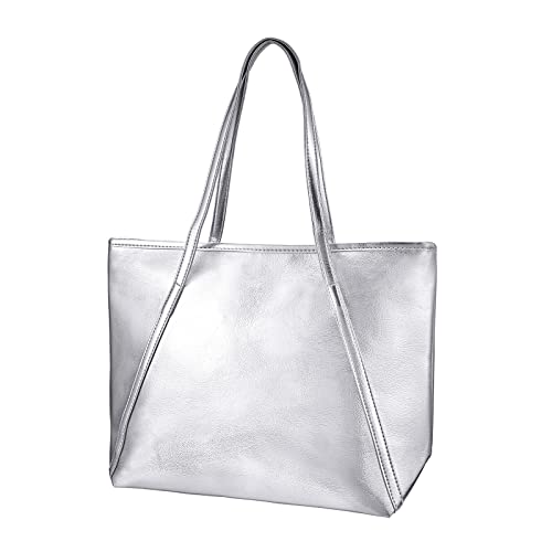 OB OURBAG Women’s Tote Handbags, Large Fashion Designer Elegant Shoulder Bag Purses for Ladies, Silver