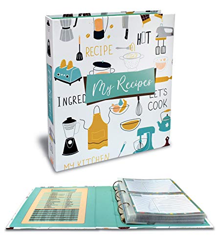 Recipe Binder, 8.5″ x 9.5″ 3 Ring Binder Organizer Set (with 50 Page Protectors, 100 4″ x 6″ Recipe Cards & 12 Category Divider Tabs) by Better Kitchen Products, Vintage Kitchen Design