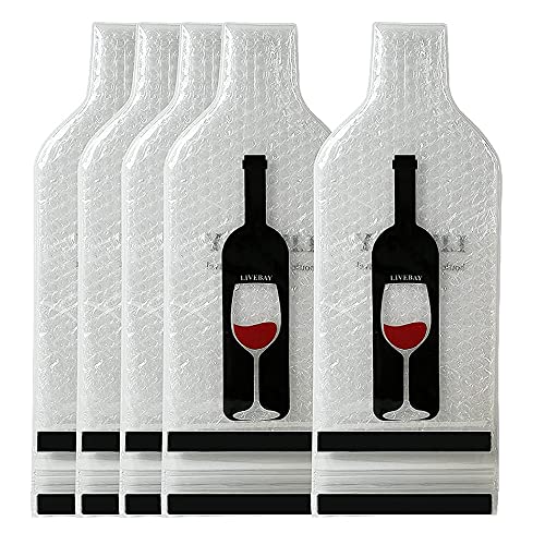 LIVEBAY 5 Pack Reusable Wine Bag for Travel Wine Bottle Protector Sleeve for Airplane Car Cruise Protection Luggage Leak-proof