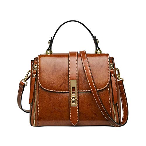 LAORENTOU Cowhide Crossbody Bags for Women Leather Handbag Purse with Adjustable Strap Satchel Shoulder Bags