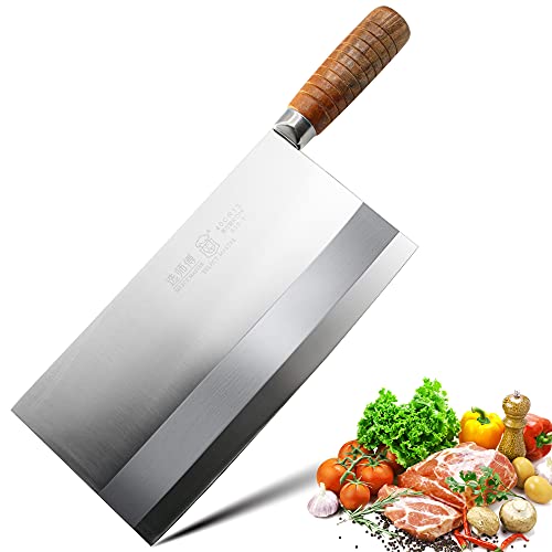 SELECT MASTER Huge Chinese Chef Knife Kitchen Cleaver from Asian Chefs – 9″ Professional Knife – Super Wide Stainless Steel Blade for Home&Restaurant, A15-1 from
