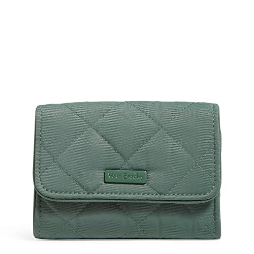 Vera Bradley Womens Performance Twill Riley Compact With Rfid Protection Wallet, Olive Leaf, One Size US