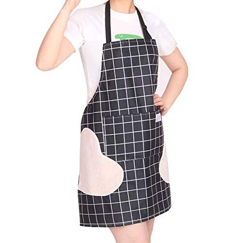 Aprons for Men, Cooking Kitchen Aprons, Waterproof Oil-Proof Adjustable Bib Cooking Aprons with Pockets for Women Men Dishwashing Baking Grill Restaurant Durable Black(Large)