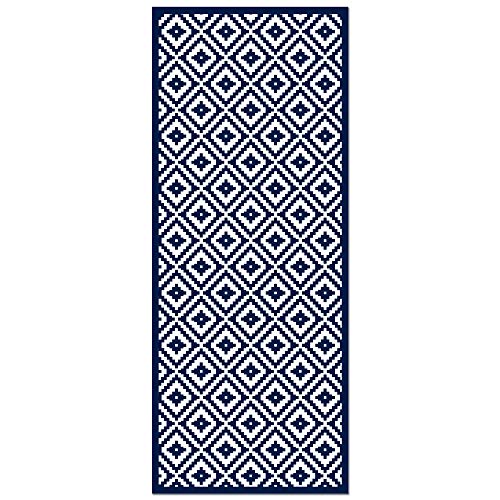 Mosaic Tile Pattern Ultra-Thin Non-Slip Vinyl Indoor Floor Mats | Kitchen, Restroom, Bathroom, Laundry Room, Home Decor | Durable, Easy to Clean – 24 x 60 Inches