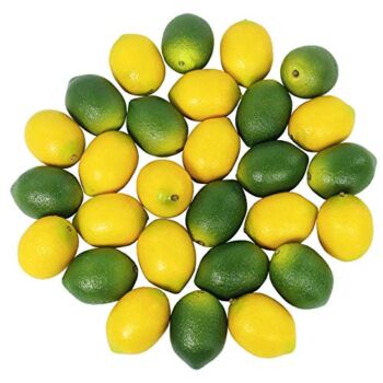 Winlyn 28 Pcs Fake Lemon Artificial Fruits Vivid Green and Yellow Lemon Mixed Set Lifelike Simulation Fruit for Home House Kitchen Party Decoration | The Storepaperoomates Retail Market - Fast Affordable Shopping