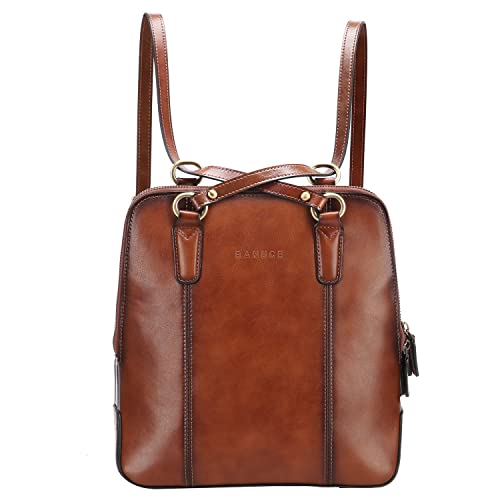 Ronts Banuce Leather Convertible Backpack Purse for Women Fashion Small Shoulder Bags School Daypack Brown