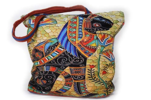 Cat-On-The-Bag Sahara Sands Egyptian Cat Themed Over The Shoulder Sturdy Canvas Purse for Women 1 Main Pocket and 1 Zippered Inside Pocket for Everyday Use