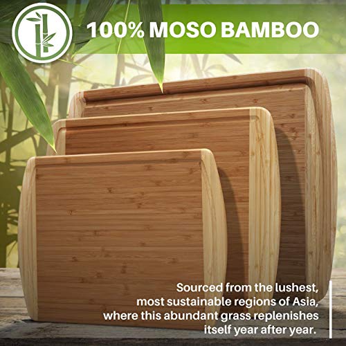 Organic Bamboo Cutting Board Set of 3 with Lifetime Replacements – Wood Cutting Board Set with Juice Groove – Wooden Chopping board Set for Kitchen, Meat and Cheese – Wooden Cutting Boards for Kitchen | The Storepaperoomates Retail Market - Fast Affordable Shopping