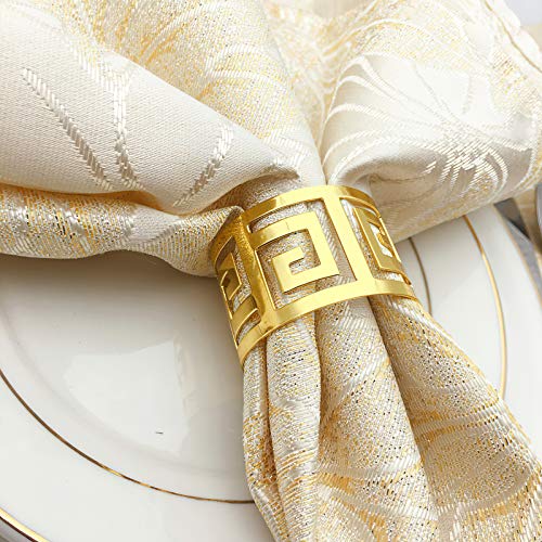 SHIONSON Set of 6 Napkin Rings for Dinning Table Setting- Napkin Holder Rings for Holiday Party, Home Kitchen for Casual or Formal Occasion,Wedding Party Dinner Table Decoration (Gold)…