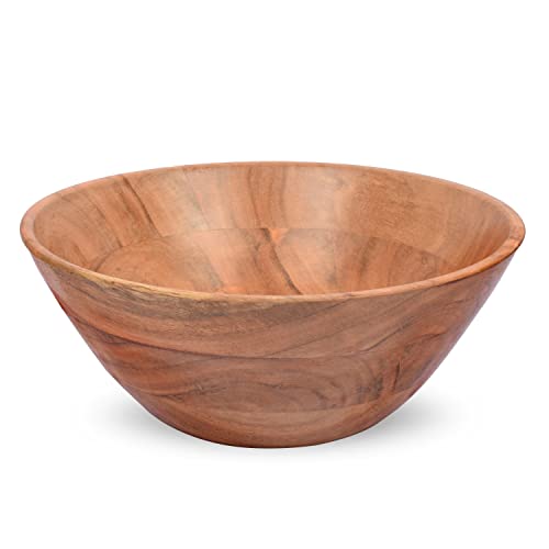 Samhita Acacia Wood Fruit Bowl for Fruits or Salads,Serving Dish Looks Absolute Beautiful With Your Kitchen ( 10″ x 10″ X 4″)