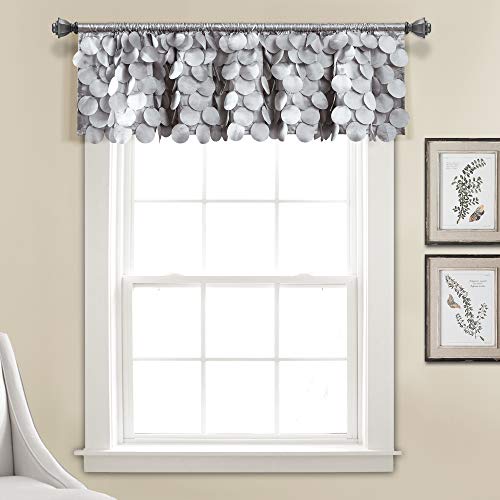 Lush Decor Lush Décor, Light Gray Gigi Valance Textured Window Kitchen Curtain (Single), 14” x 70