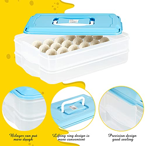 Tioncy Dough Proofing Box Double Layers with Lid Pizza Dough Proofing Tray Translucent Box with Cover Dough Tray Food Storage Box Container for Home Kitchen Restaurant, 13 x 8.3 Inches (Blue) | The Storepaperoomates Retail Market - Fast Affordable Shopping