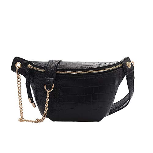 Women’s Fashion PU Crossbody Bag Chest Pocket Shoulder Bag Shopping Bag Chest Bag Travel Pouch (Black)
