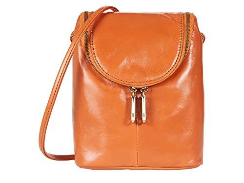 HOBO Fern Stylish Bag for Women – Leather Construction with Top Zip Closure, Printed Lined Interior, and Adjustable Crossbody Strap Bag Amber One Size One Size
