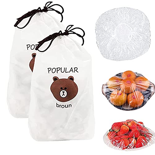 200 PCS Elastic Fresh Keeping Bags, Stretch Plastic Wrap Bowl Covers Alternative to Foil for Family Outdoor Picnic Universal Kitchen Wrap Seal Caps