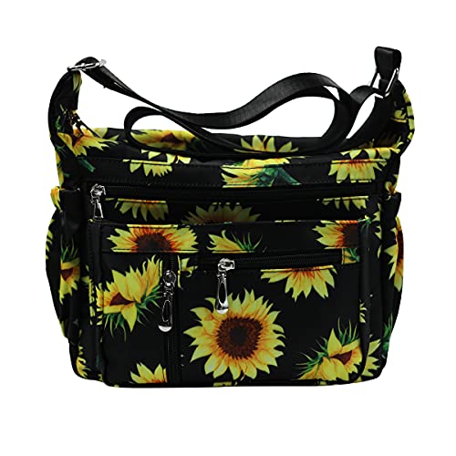 Fabuxry Purses and Shoulder Handbags for Women Crossbody Bag Messenger Bags (Floral-Sunflowers)