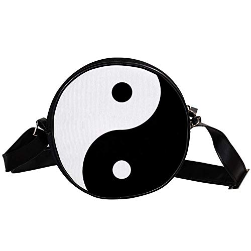 DEYYA Round Crossbody Yin Yang Trans Print Shoulder Bag Top Handle Tote Handbag Bag for Women