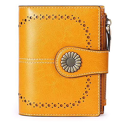 SENDEFN Small Women Wallet Genuine Leather Bifold Purse RFID Blocking Card Holder