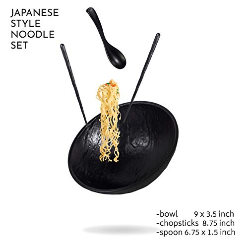 TERRA HOME Ramen Bowl Set with Chopsticks – Large Pho Bowls and Spoons Set Unbreakable Japanese Ramen Bowl – 6 Piece Matte Black Asian Noodle Bowls – 54 Ounce | The Storepaperoomates Retail Market - Fast Affordable Shopping