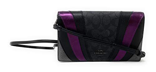 COACH Women’s Hayden Foldover Crossbody Clutch In Signature Canvas With Wave Patchwork (Charcoal Multi)