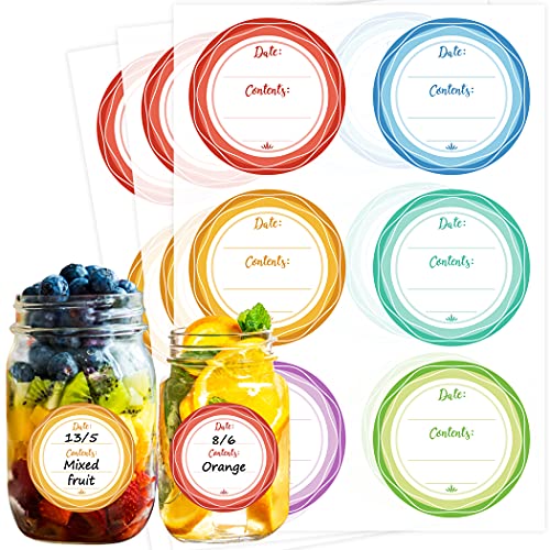 Mason Jar Lid Labels, Removable Canning Labels, Waterproof Write-On Meal Prep Labels for Food Containers, Glass Bottles, Canned Jams, Preserves, Home & Kitchen Organization, Set of 90 (Forest Streams)