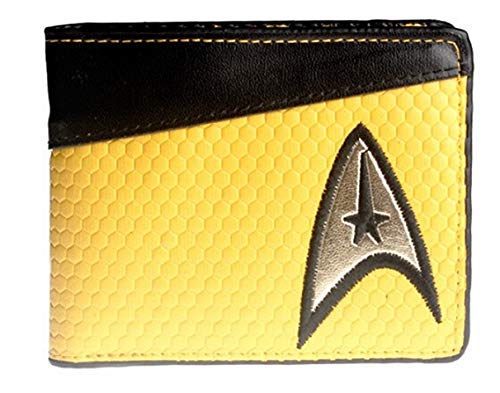 Star SciFi Trek Yellow Command Logo Leather Bi Fold Wallet