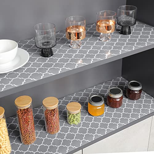 Glotoch Shelf Liners for Kitchen Cabinets 12” x 20FT-Non Adhesive Cabinet and Drawer Liner Roll for Fridge/Wire Shelf/Glass Shelves, Double Sided Non-Slip Durable and Strong, Quatrefoil Gray | The Storepaperoomates Retail Market - Fast Affordable Shopping