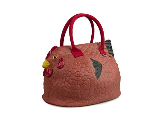 decca c. Original Reddish Brown Chicken Handbag Cute Hen Purse Tote Bag Novelty.