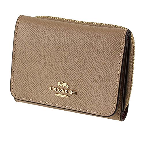 Coach Crossgrain Small Trifold Wallet Taupe Style No 37968