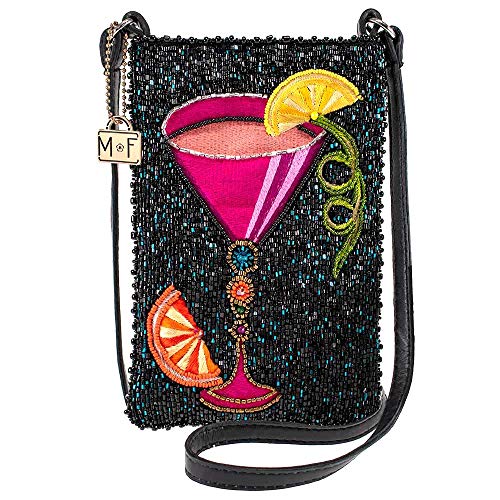Mary Frances Accessories – Crossbody Phone Bag – Take a Sip Beaded Leather Crossbody Purse for Women