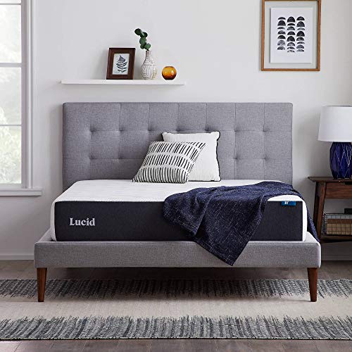 LUCID 10 Inch Memory Foam Medium-Plush – Gel Infusion – Hypoallergenic Bamboo Charcoal- Queen Size Mattress
