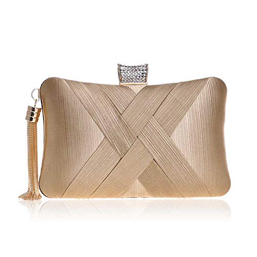 KALAIEN Women’s Evening Bags Clutch Purse Bridal Party Handbags for Wedding Prom Night out Party gloden (Apricot)