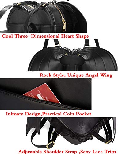 Rullar Punk Women Backpack Victorian Wings PU Daypack Rucksack Purse Gothic Lace Shoulder Bag Black | The Storepaperoomates Retail Market - Fast Affordable Shopping