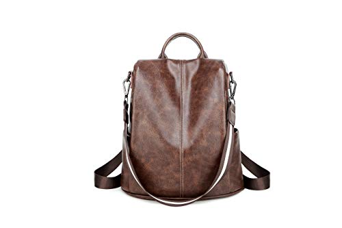 Multi-Function Women Shoulder Bags Leather Backpack Anti-Theft Ladies Casual Bags for Traveling,Shopping,Work,University (Brown)