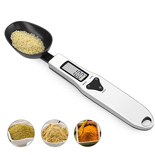 3T6B Kitchen Measuring Spoon Food Scale Digital Multi-Function Digital Spoon Scale, Weight from 0.1 Grams to 500 Grams Support Unit g/oz/gn/ct (with 2 AAA Batteries)