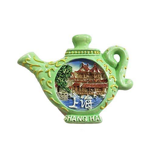 Shanghai China 3D Teapot Refrigerator Magnet Resin Travel Souvenirs,Handmade Home & Kitchen Decoration Shanghai Fridge Magnet Collection Gift