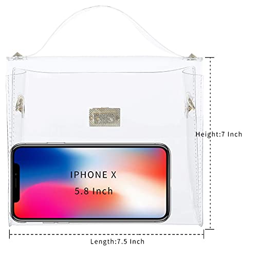AOCINA Clear Crossbody Purse Bag, PGA Stadium Aprroved Clear Handbags for Work, Concerts, Sports Events(A-Clear-Horizontal) | The Storepaperoomates Retail Market - Fast Affordable Shopping
