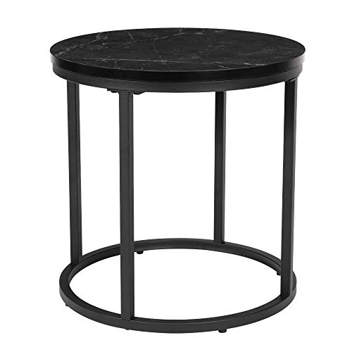 Ball & Cast Side End Table, 15.25″ Dia, Black