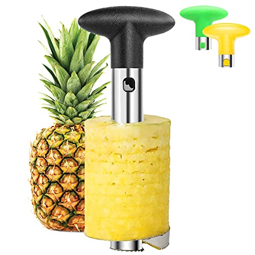 DENZUS Pineapple Corer and Slicer Tool,2020 Upgraded Ratcheting Pineapple Cutter Peeler Slicer Tool for Home & Kitchen with Sharp Blade,Fruit Pineapple Remover with Stainless Steel, Black