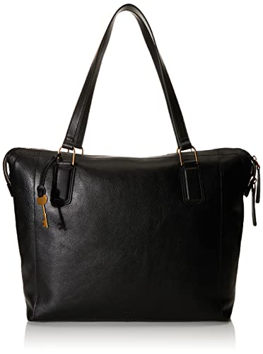 Fossil Women’s Jacqueline Eco-Leather Tote Bag Purse Handbag, Black (Model: ZB1502001)