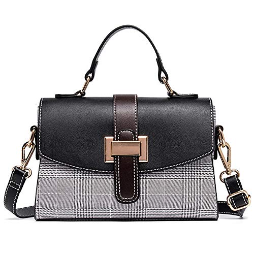 Crossbody Purse for Women Shoulder Bag Leather Waterproof Retro Fashion Handbag Small (black)