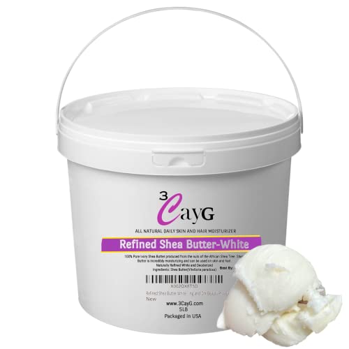 Refined Shea Butter 5LB Pail White BULK Great for Soap Making and DIY Beauty Products (5LB)